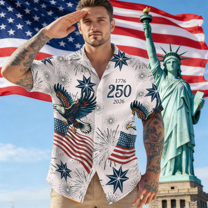 Men's American 250th Anniversary Art Print Hawaiian Shirt