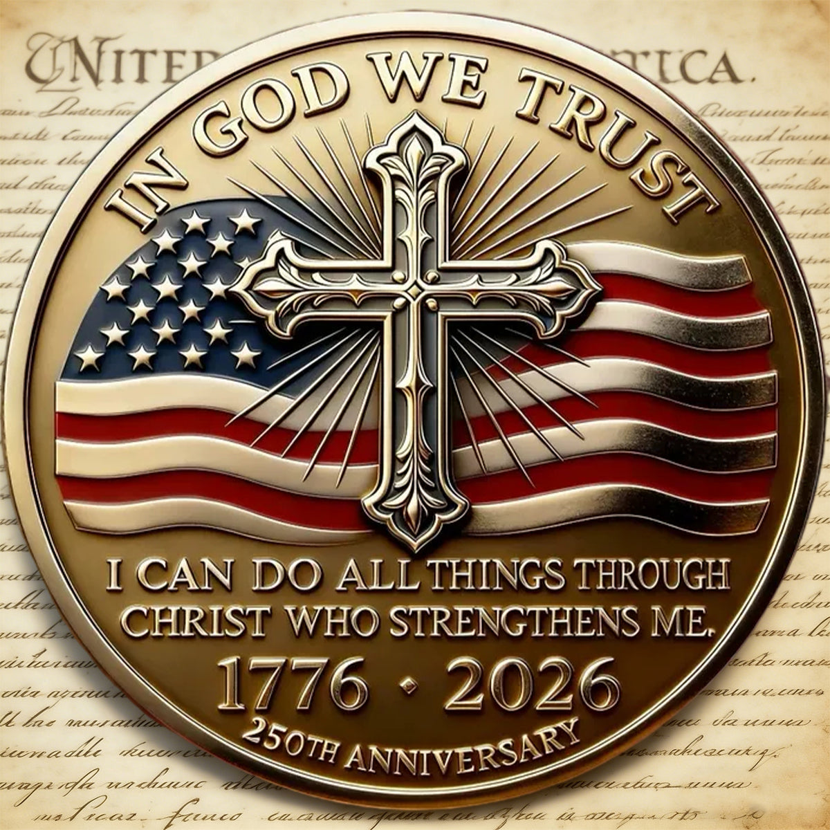 “In God We Trust” US 250th Anniversary Christian Commemorative Coin