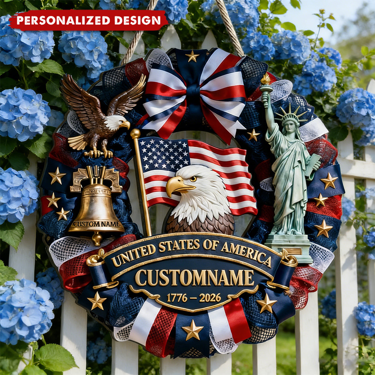 US 250th Anniversary-Personalized Patriot Wood Sign